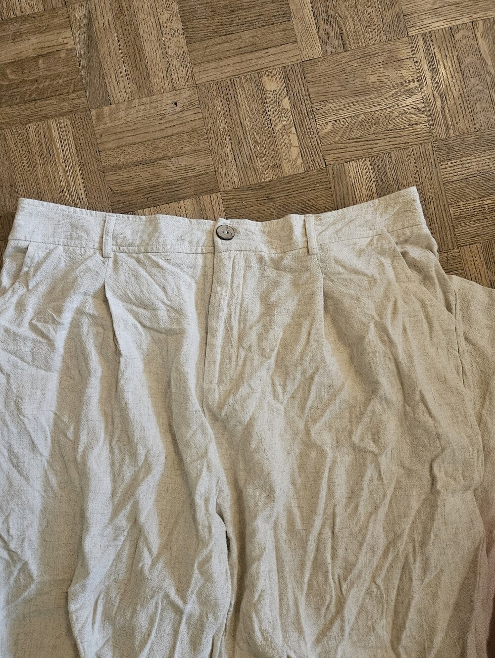 Womens 2xl Light Beige Linen Pants - Relaxed Fit